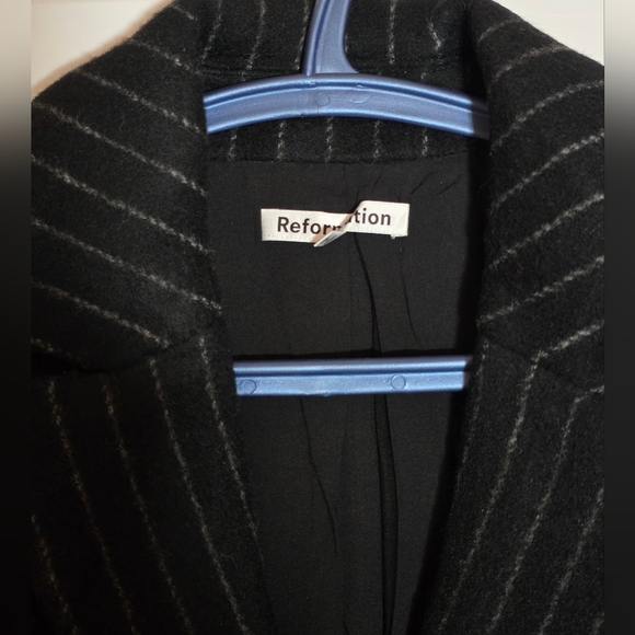 Reformation Wayne Coat Pinstripe Heavyweight Long Large - Picture 6 of 8